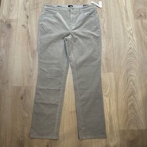 NWT Talbots Gray Sparkle Corduroy Straight Leg Pant Slimming High Waist Sz 12
